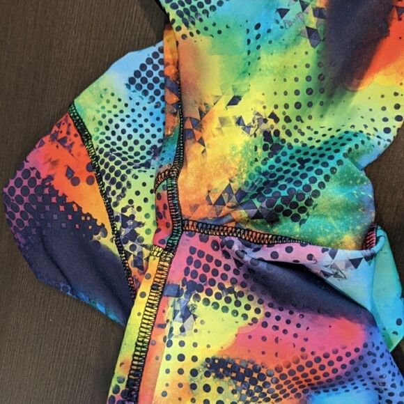 Bright Rainbow Colored Workout Leggings Sz L - Picture 5 of 5